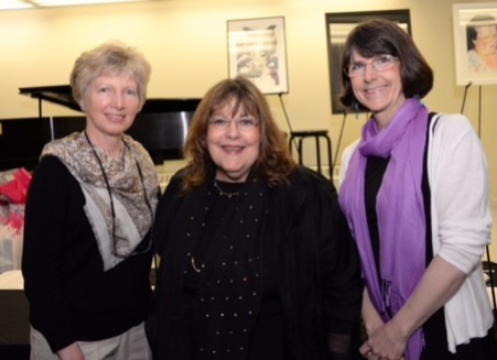 MHS Art teachers Mary Weber and Kathleen Harte with Laraine Barach